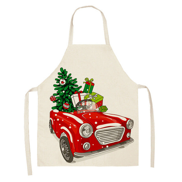 Merry Christmas Cotton-Linen Blend Self-Tie Adjustable Apron in Assorted Styles