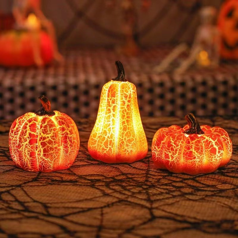 Orange Gourd Halloween Decoration with Lighted Interior in Pumpkin Color