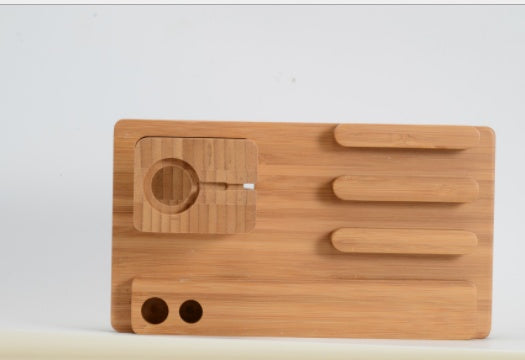 Bamboo Wood Multi?Device Charging Stand For Phones Tablets And Watches