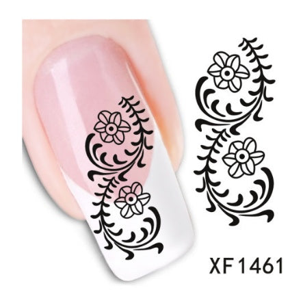 Floral and Botanical Black Nail Stickers for At Home Nails