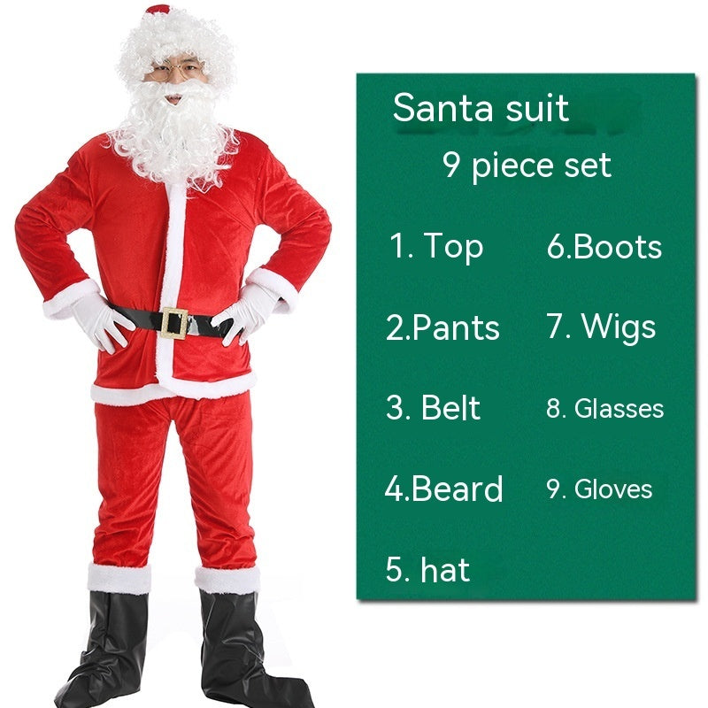 Adult Sized Full Body Santa Suit With Santa Hat and White Beard