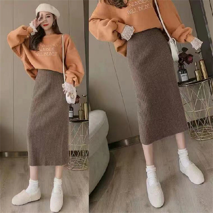 Hohe Taille, gerade Pulloverkleid zum Abneigungskomfort