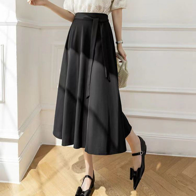 A-Line Mid Length Skirt With Flowing Large Hem