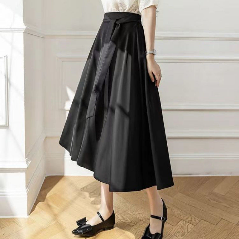 A-Line Mid Length Skirt With Flowing Large Hem