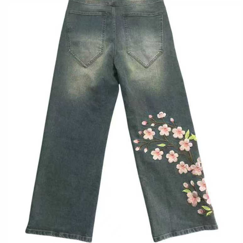 Pantalones de ajuste suelto de lavado retro americano retro americano