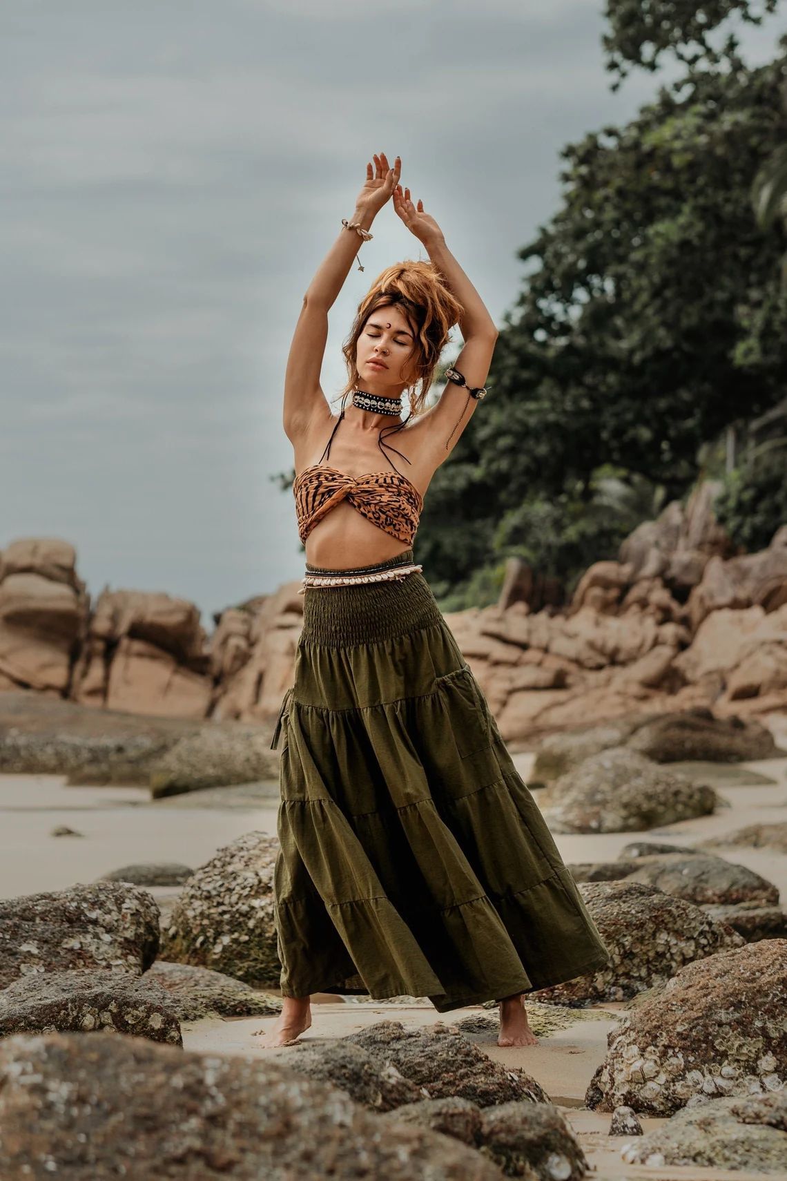 Bohemian Loose Solid Skirt For Relaxed Everyday Comfort