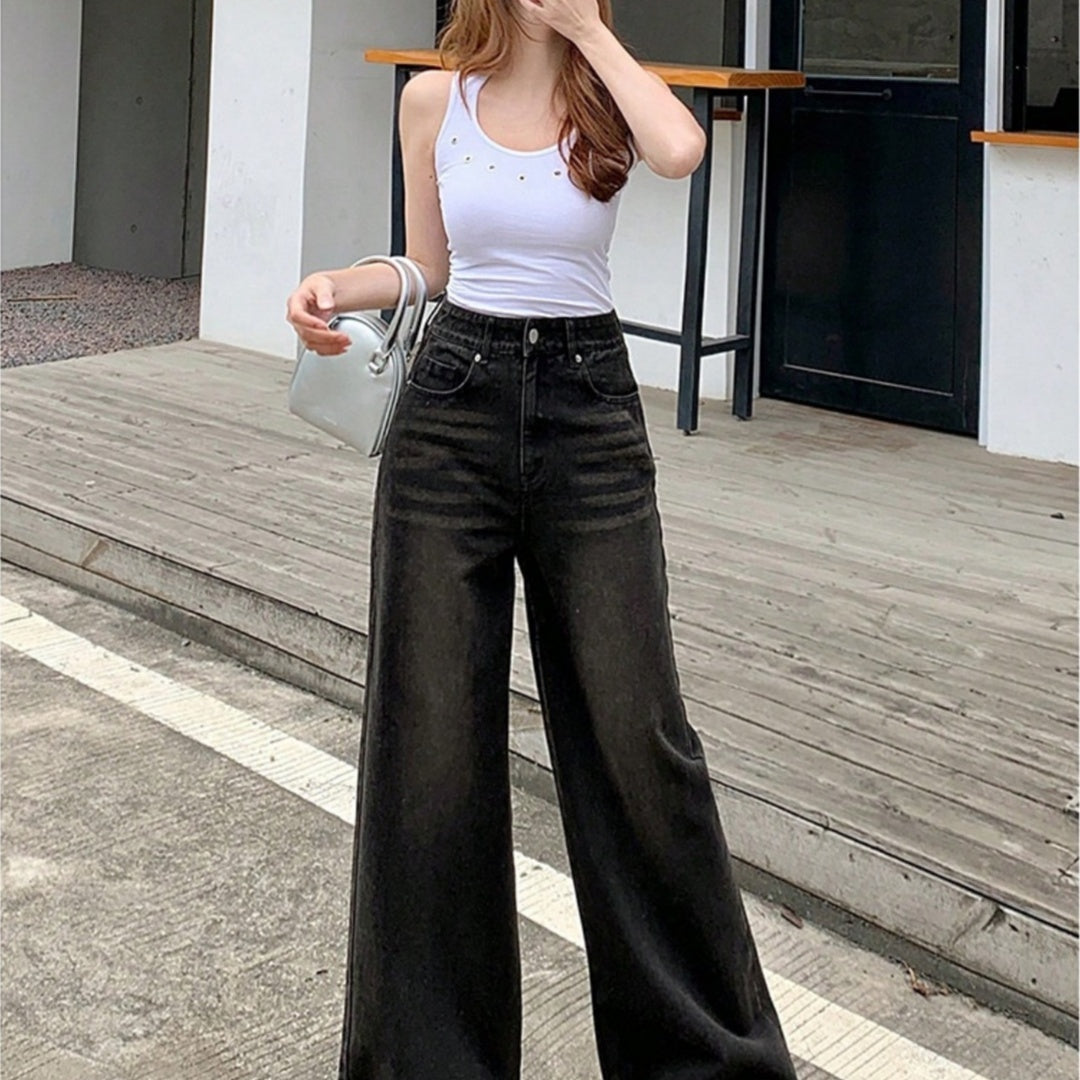 Jeans retro de piernas abiertas para declaraciones de calles modernas