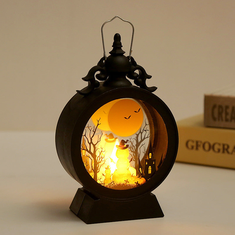 Candelit Spooky Halloween Village Black Lantern Halloween Decoration-Theone Apparel