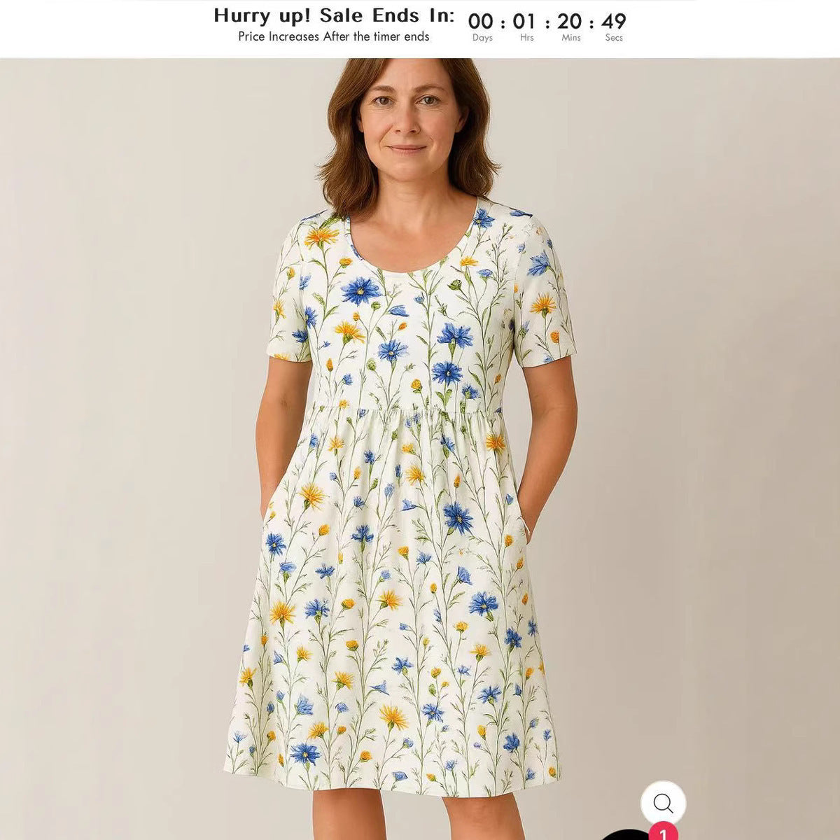 Casual T-Shirt Dress with Round Neck, Pockets, and Stitch Detailing-Theone Apparel