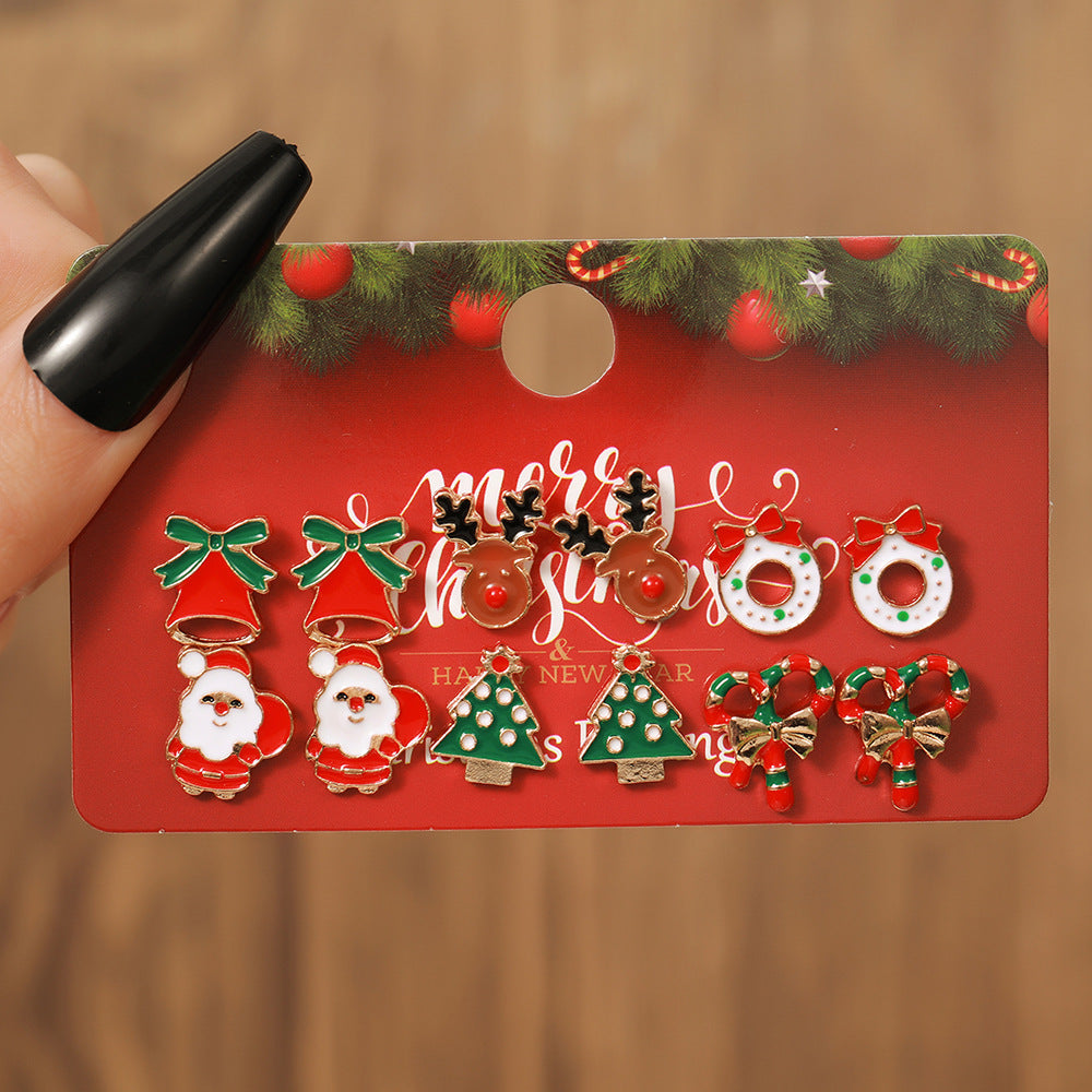 Christmas Themed Colorful Enamel Stud Back Earrings in Various Styles-Style 9-Theone Apparel
