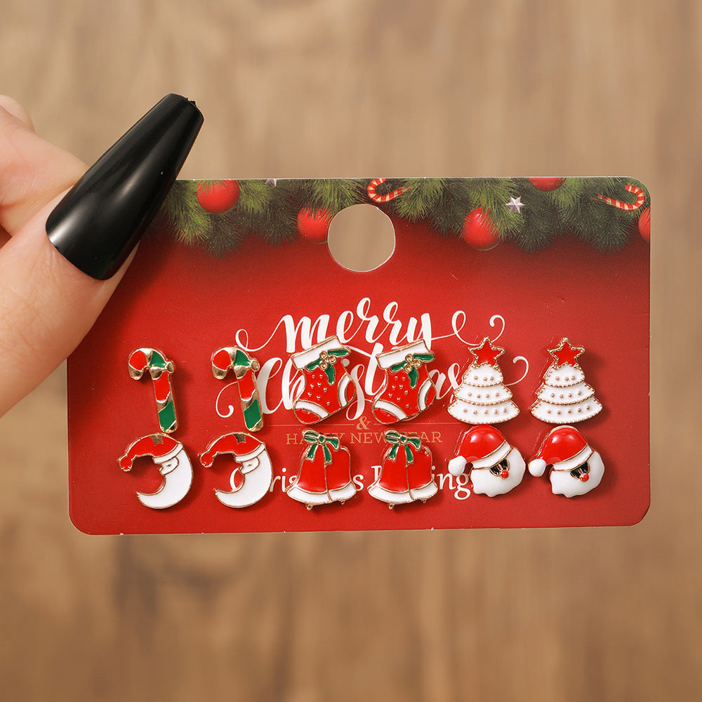 Christmas Themed Colorful Enamel Stud Back Earrings in Various Styles-Style 5-Theone Apparel