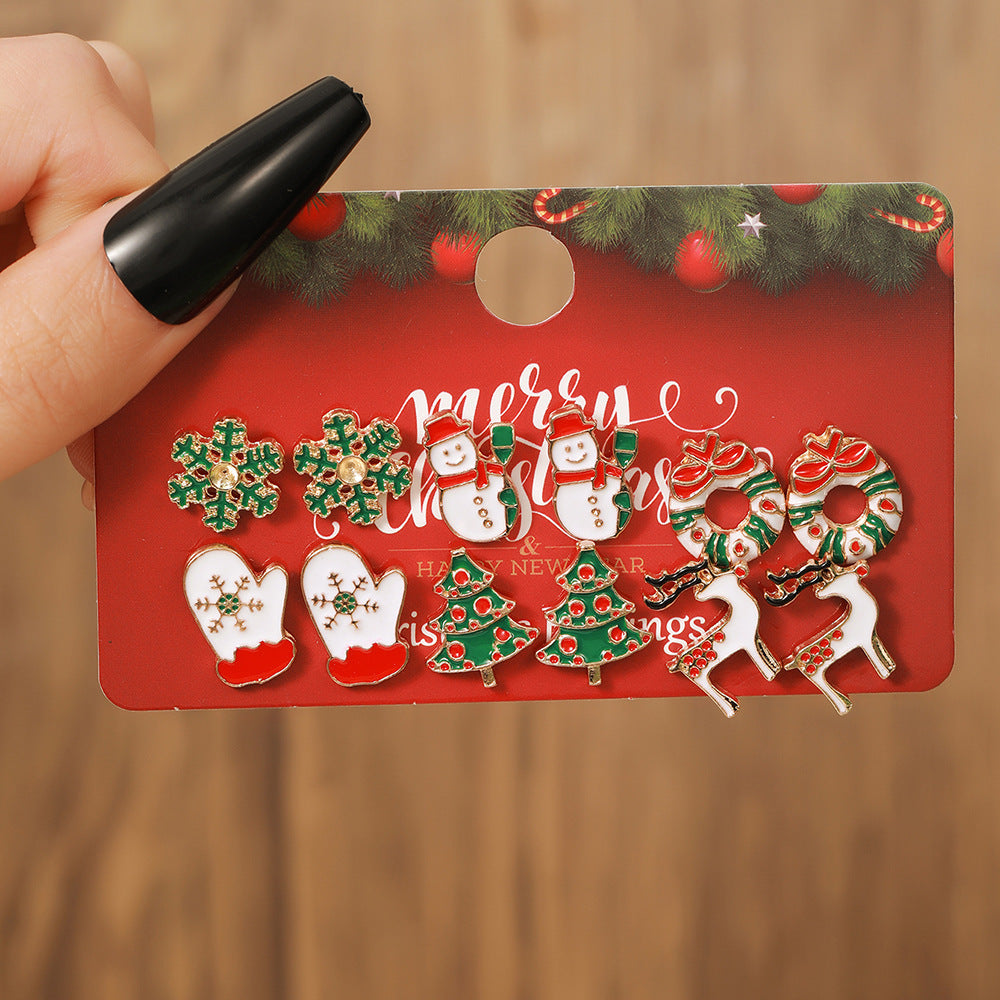 Christmas Themed Colorful Enamel Stud Back Earrings in Various Styles-Style 10-Theone Apparel