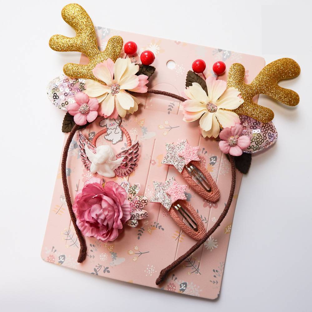 Cottagecore Christmas Yuletide Themed Floral Antler Headband-Theone Apparel