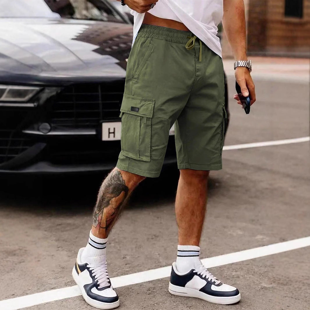 Cropped Work-Ready Bottoms Delivering Rugged Summer Urban Comfort-Army Green-Theone Apparel