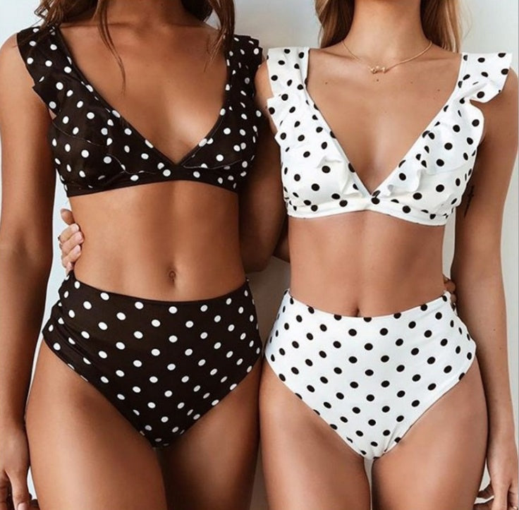 Traje de baño de cintura floral de Dot Floral para encanto vintage