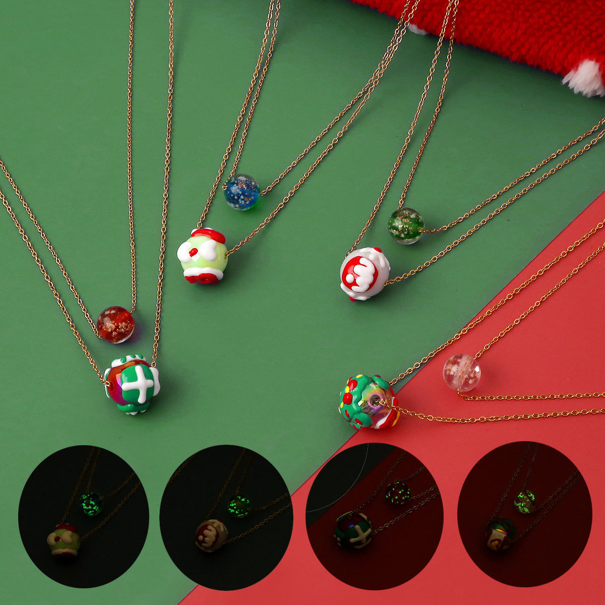 Double-Chain Two-Layer Bead-Accent Women's Fashion Statement Necklace in Assorted Styles