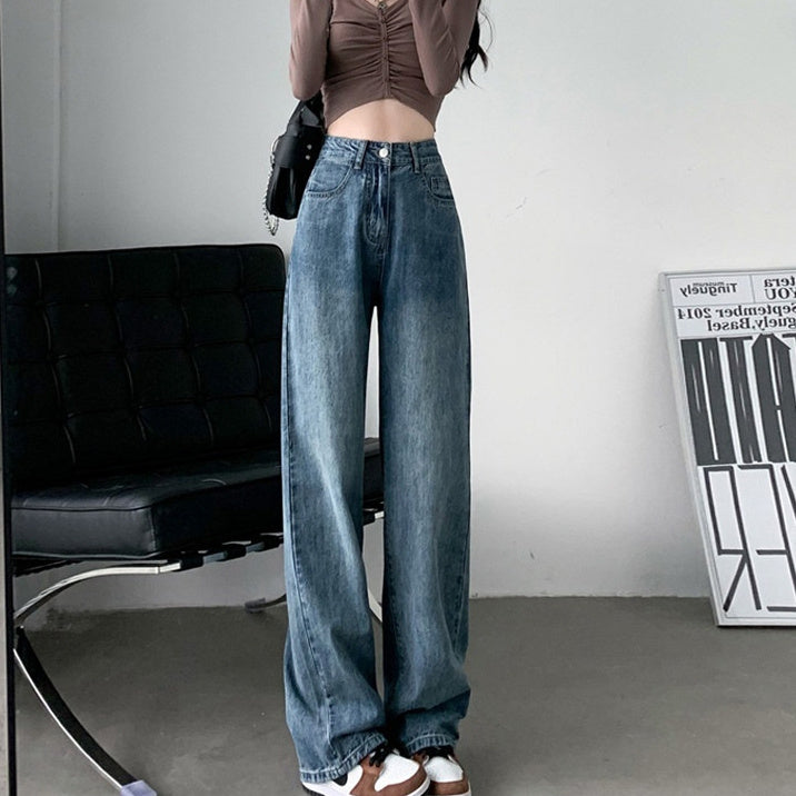Jeans tragados de pierna ancha para movimiento elegante para el movimiento de talla grande