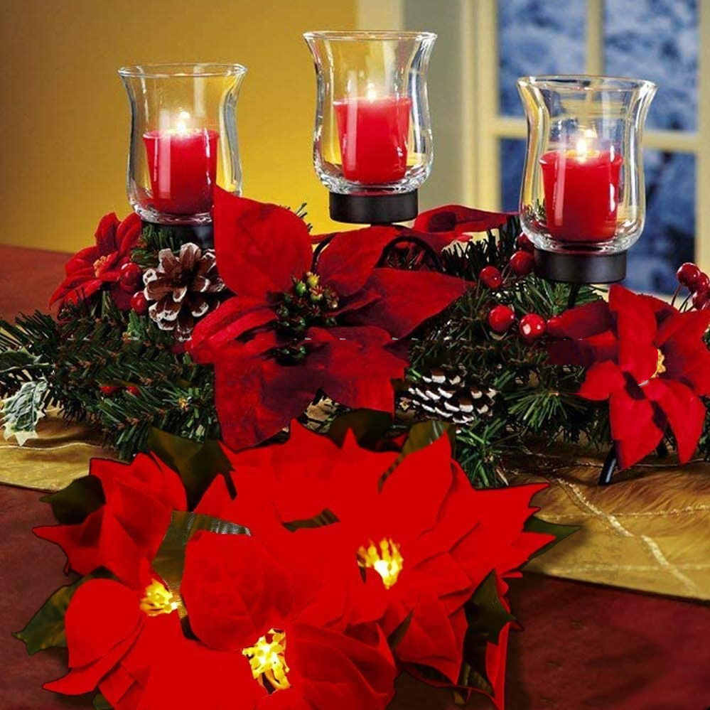 Elegant Christmas Red and Green Floral Garland Decoration-Theone Apparel