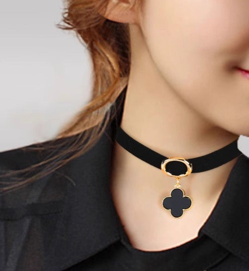 Elegant Black & Gold Choker Necklace