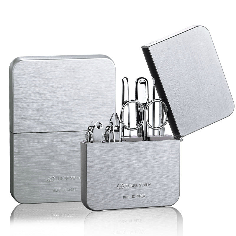 Full Metal Nail Clipper Set in Sleek Modern Case-Silver-Theone Apparel