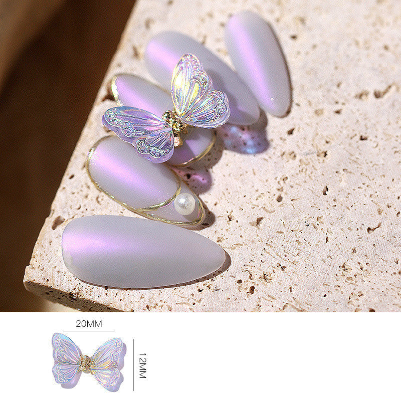 Glittery Transparent Butterfly Nail Charm in Multiple Colors-Design E-Theone Apparel