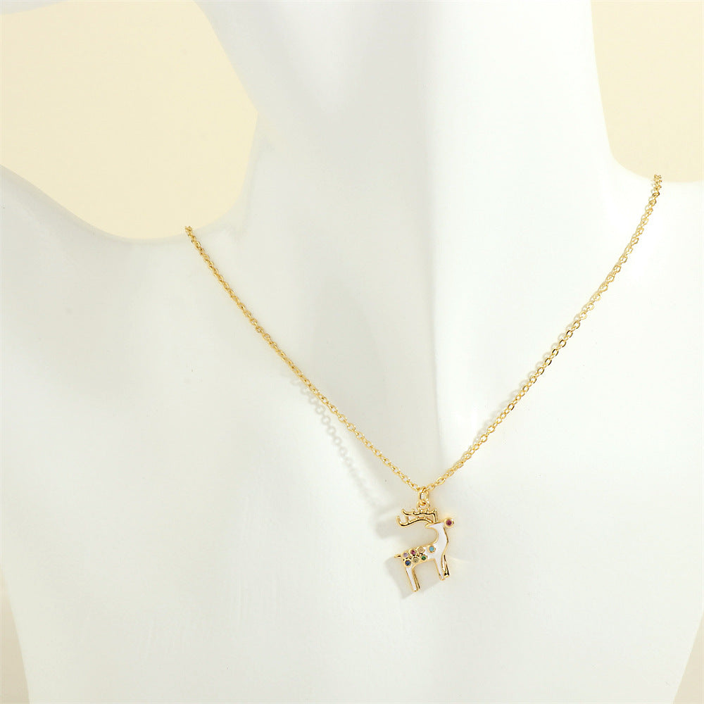 Gold-Tone Christmas Enamel & Rhinestone Chain Pendant Necklace in Assorted Styles