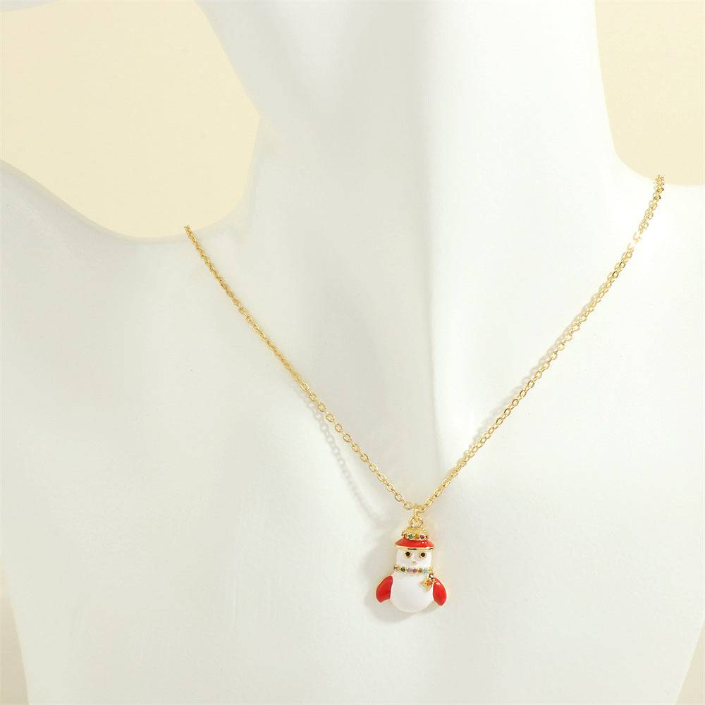 Gold-Tone Christmas Enamel & Rhinestone Chain Pendant Necklace in Assorted Styles