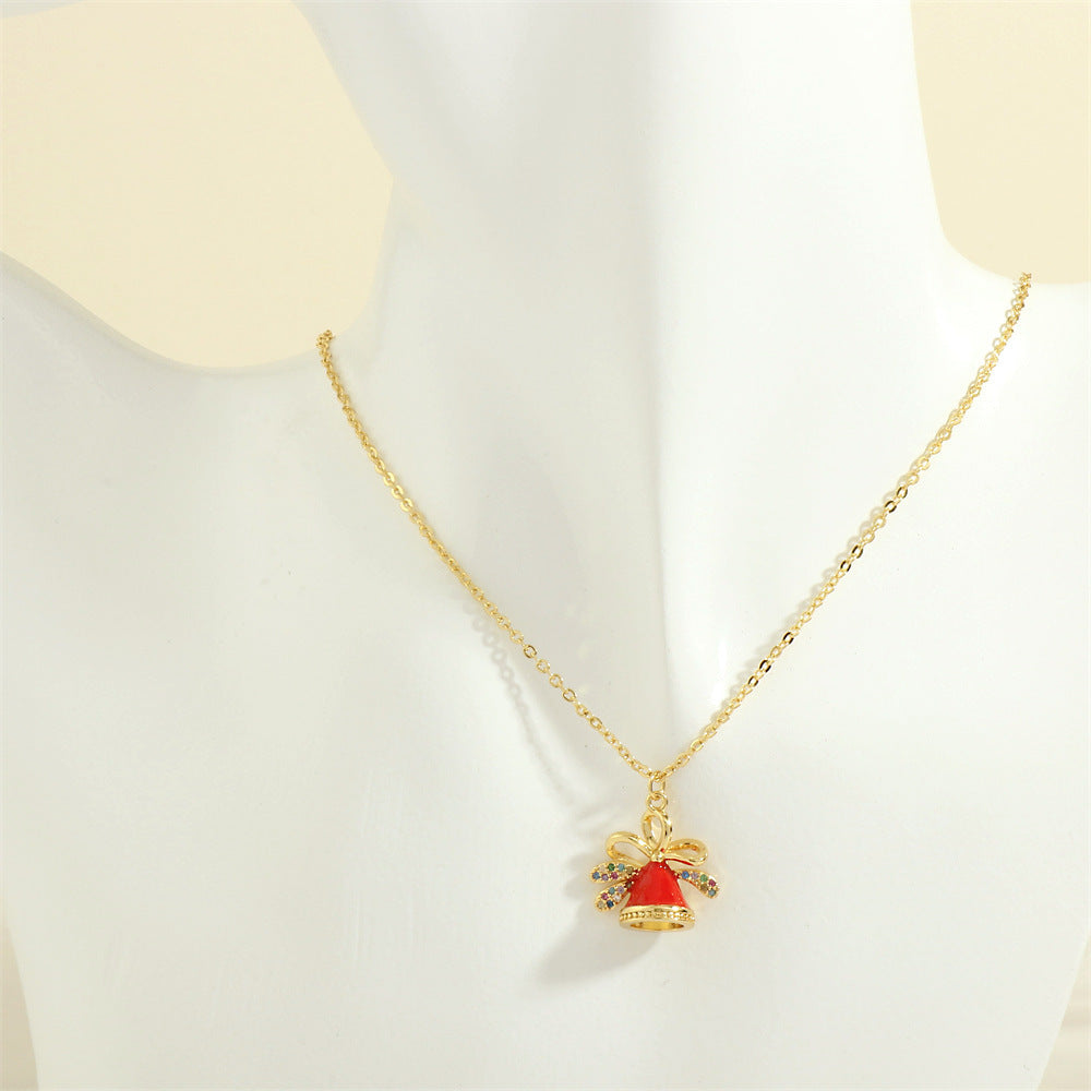 Gold-Tone Christmas Enamel & Rhinestone Chain Pendant Necklace in Assorted Styles