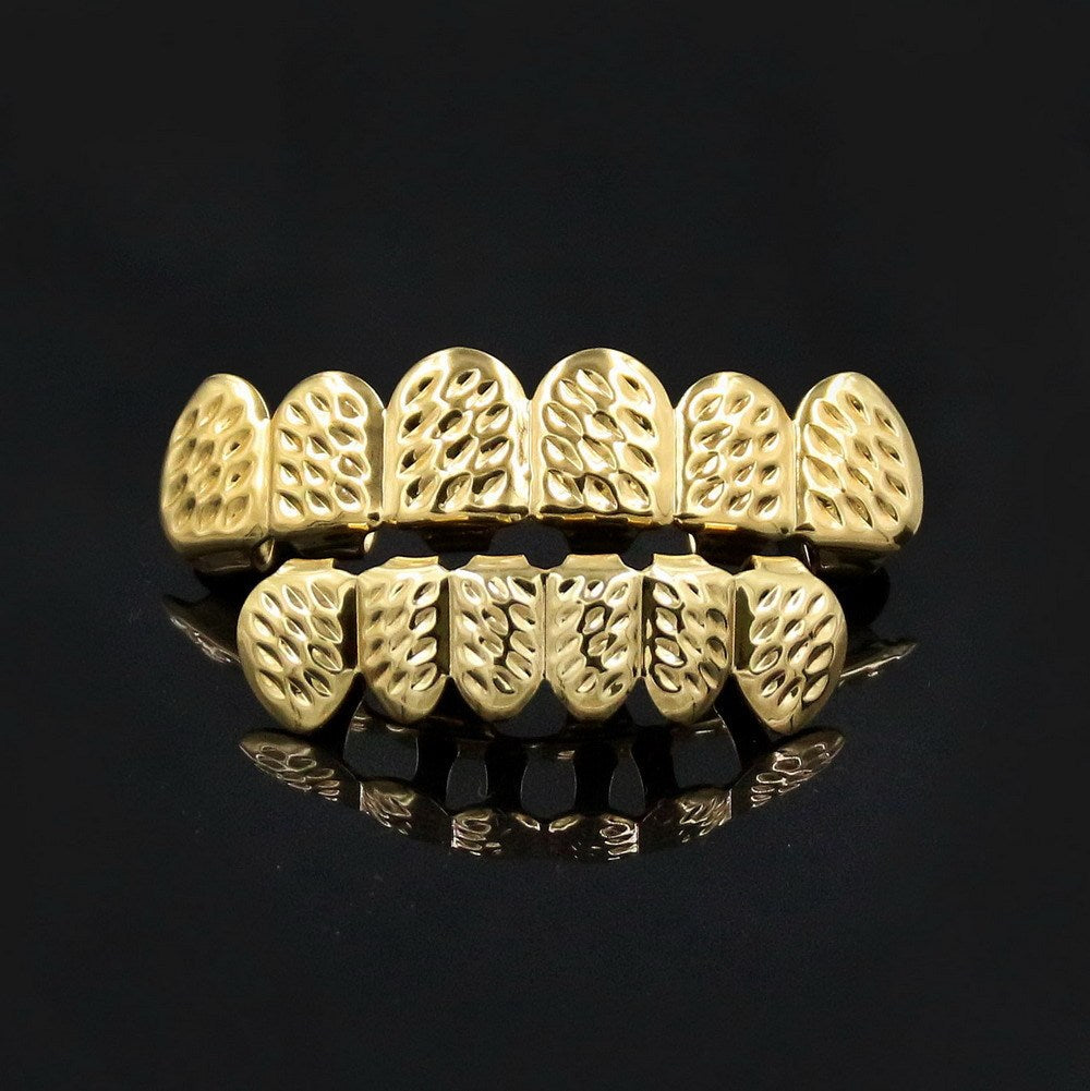 Haloween Gold Vampire Teeth Prop for Decorations and Gifts-Golden pattern suit-Theone Apparel