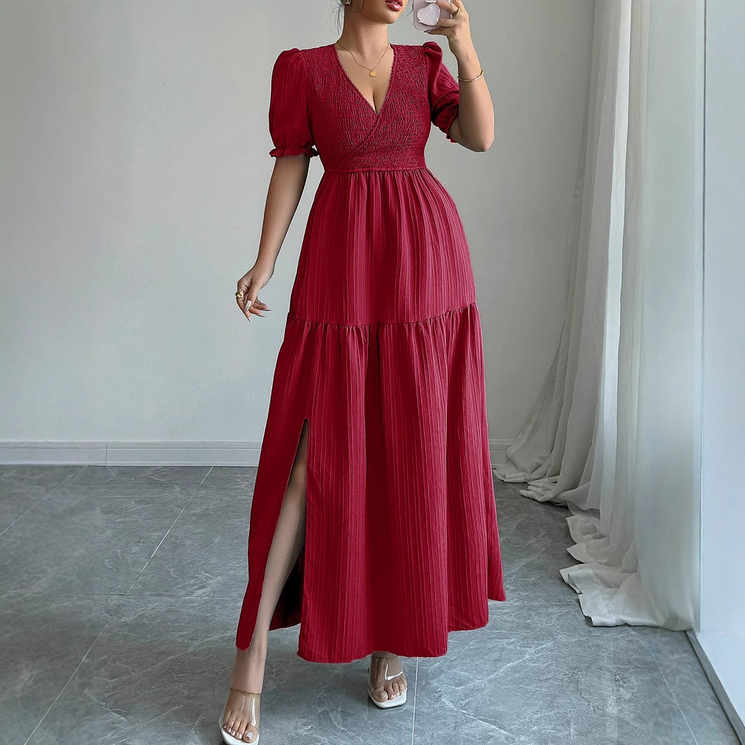 Gaun v-neck dalam yang masuk akal dengan daya tarik mewah modern