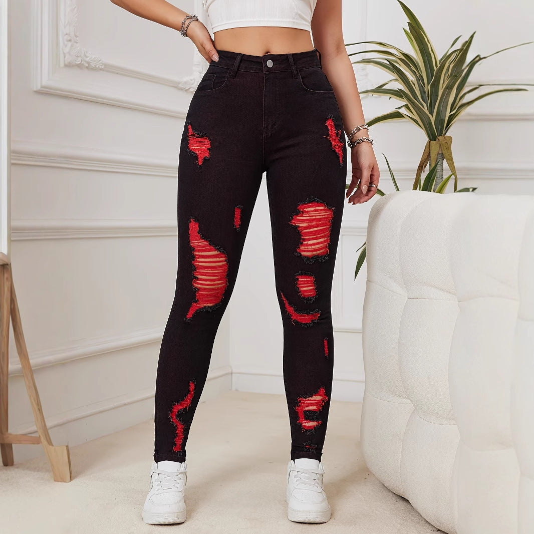 Hip-Hop-Stretch-Skinny-Pencil-Pants-for-Urban-Edge, Red, #color_red, 