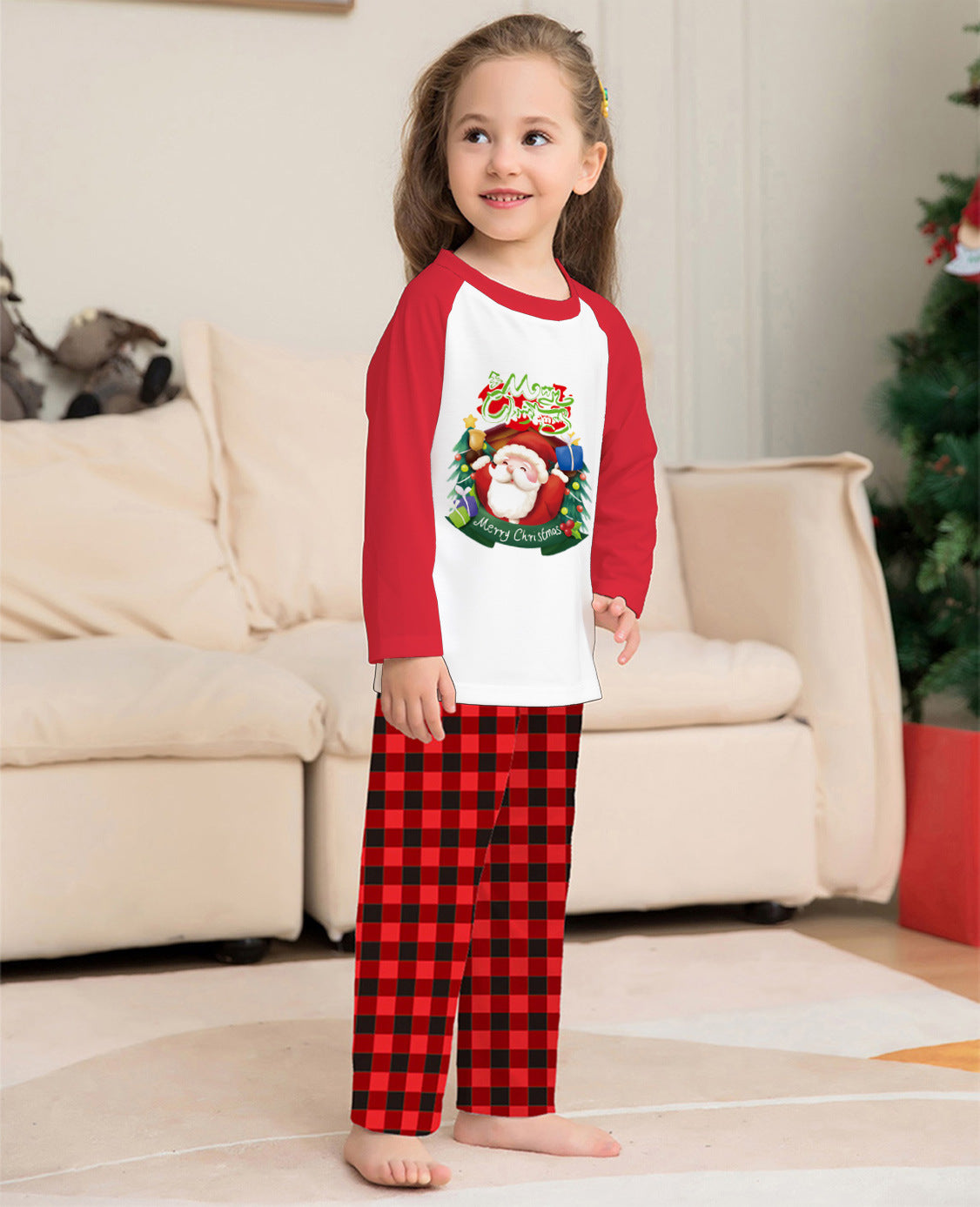 Bijpassende familie rode en witte rendier Christmas Pyjama Set