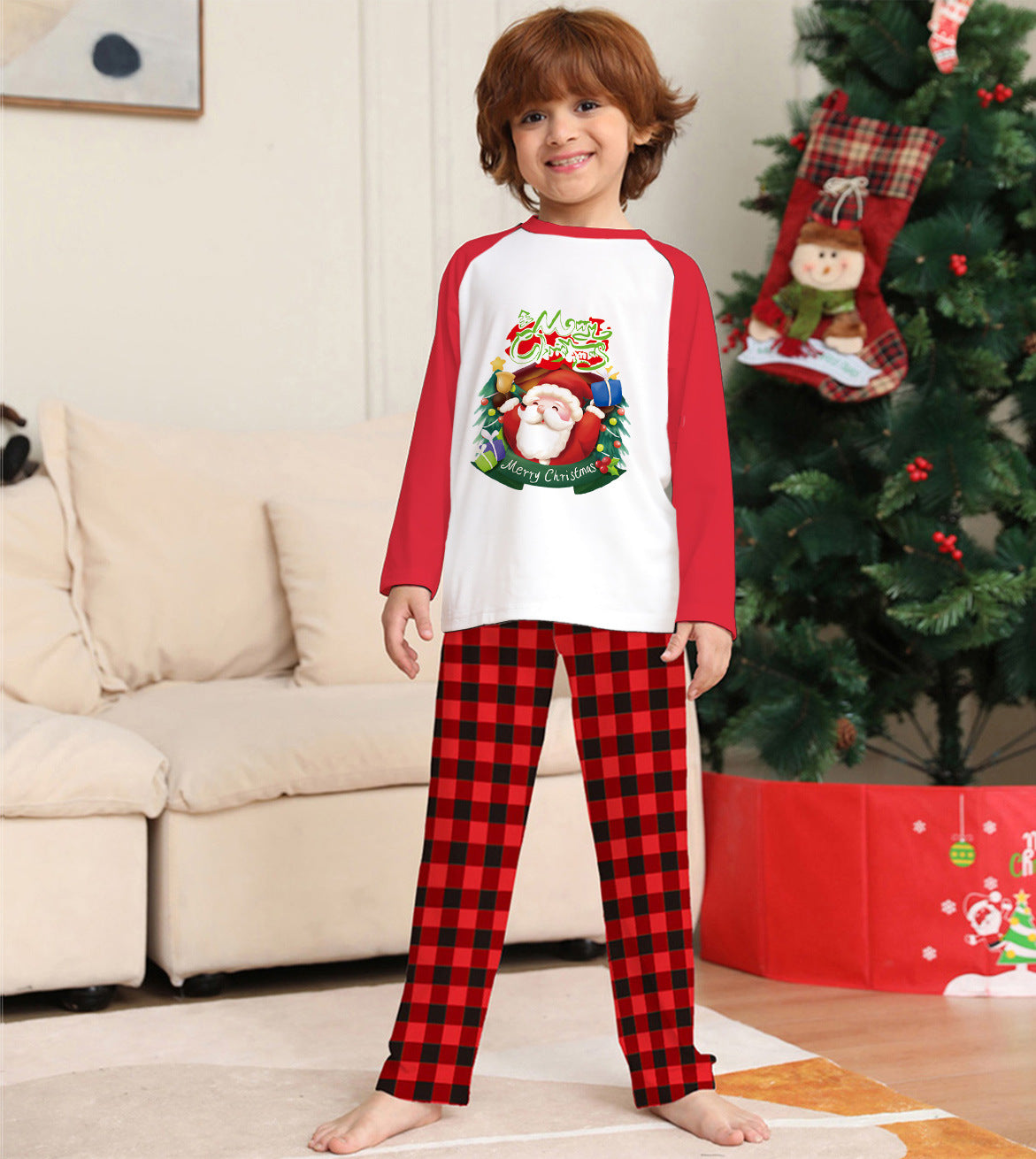Bijpassende familie rode en witte rendier Christmas Pyjama Set
