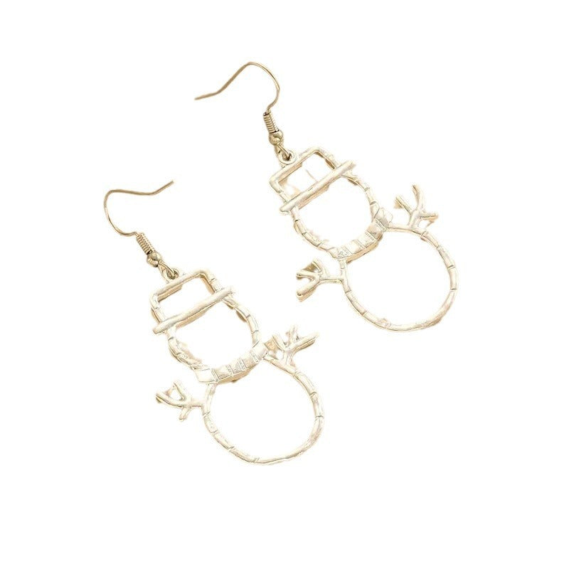 Modern Silver-Tone Hammered Snowman Jewelry - Dangle Earrings & Necklace Sold Separately