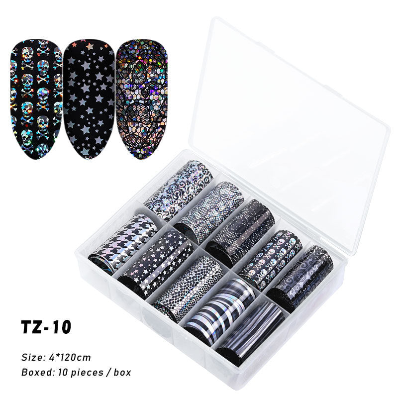 Multicolored and Multipatterned Nail Wraps 10 Piece Set-TZ10-Theone Apparel
