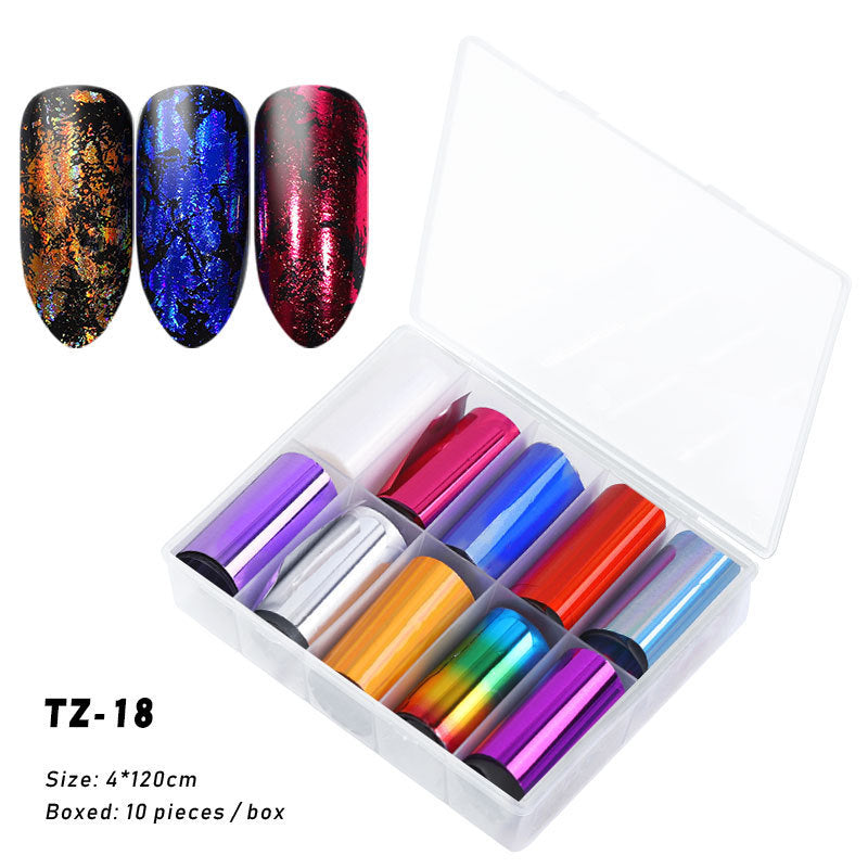 Multicolored and Multipatterned Nail Wraps 10 Piece Set-TZ18-Theone Apparel
