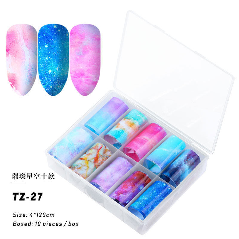 Multicolored and Multipatterned Nail Wraps 10 Piece Set-TZ27-Theone Apparel
