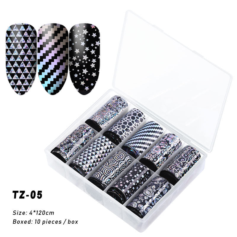 Multicolored and Multipatterned Nail Wraps 10 Piece Set-TZ05-Theone Apparel