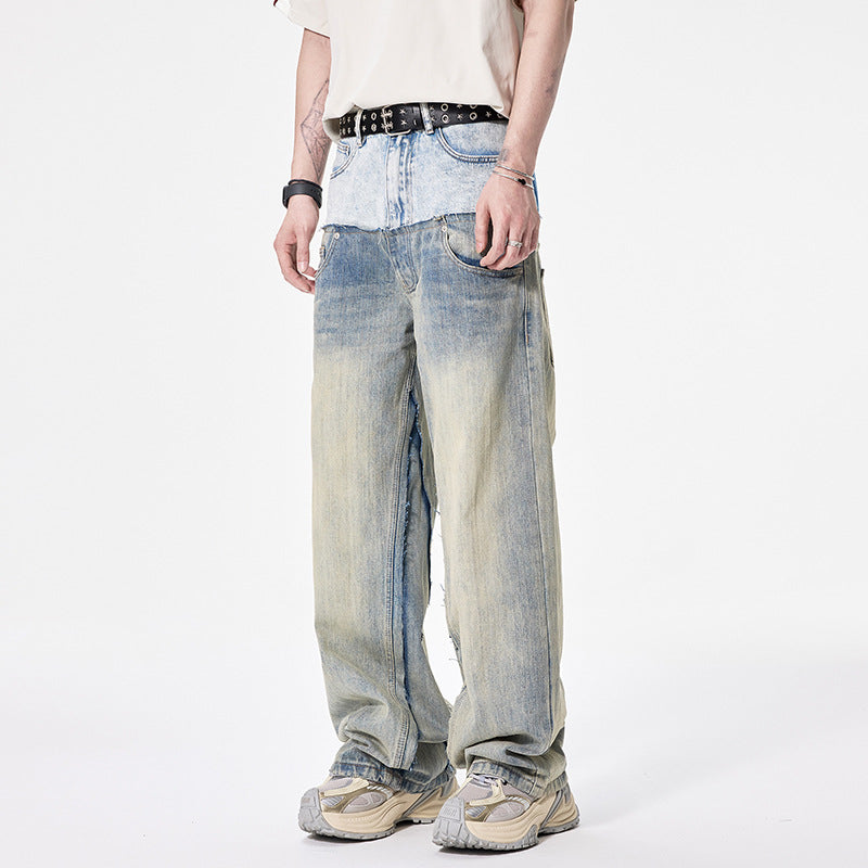 Men’s Loose Wide-Leg Denim Trousers with Classic Street Edge