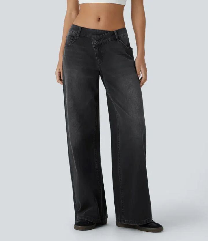 Jeans retos da cintura alta com talento europeu-americano