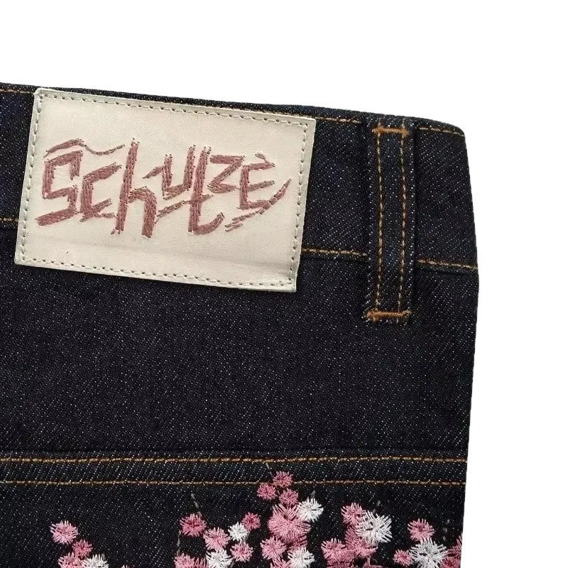 High Waist Jeans With Fashion Embroidery Pattern