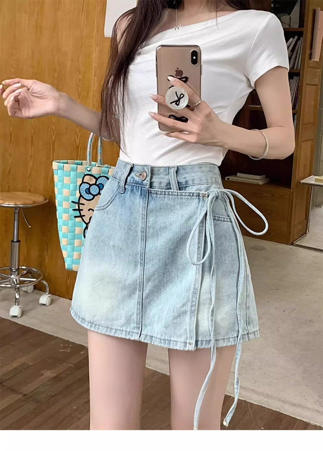 Hoge taille denim rok shorts voor speelse zomeroutfits