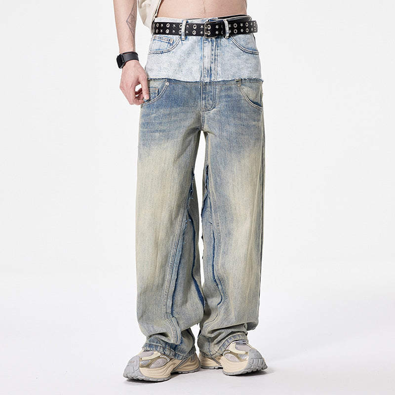 Men’s Loose Wide-Leg Denim Trousers with Classic Street Edge