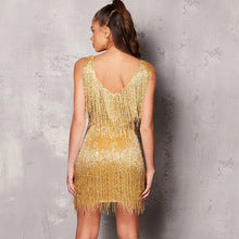 Frilly Tassel V-Neck Sleeveless Minidress