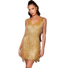 Frilly Tassel V-Neck Sleeveless Minidress