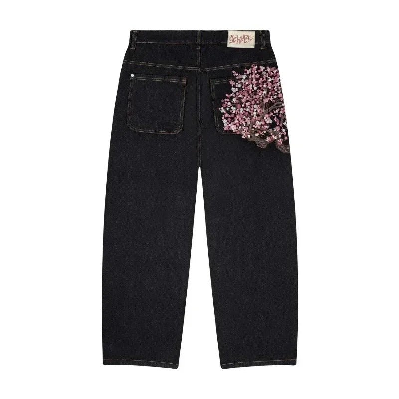 High Waist Jeans With Fashion Embroidery Pattern