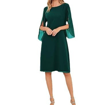 Gaun sifon solid lengan lengan yang canggih untuk keanggunan yang mudah
