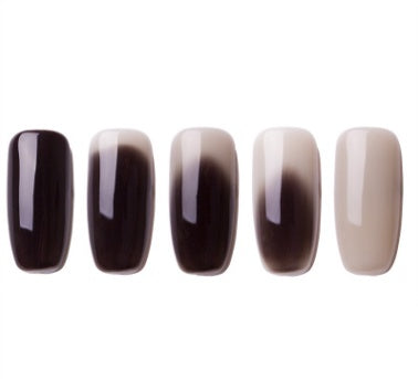Ombre kleur korte stompe kist nagels in verschillende kleuren