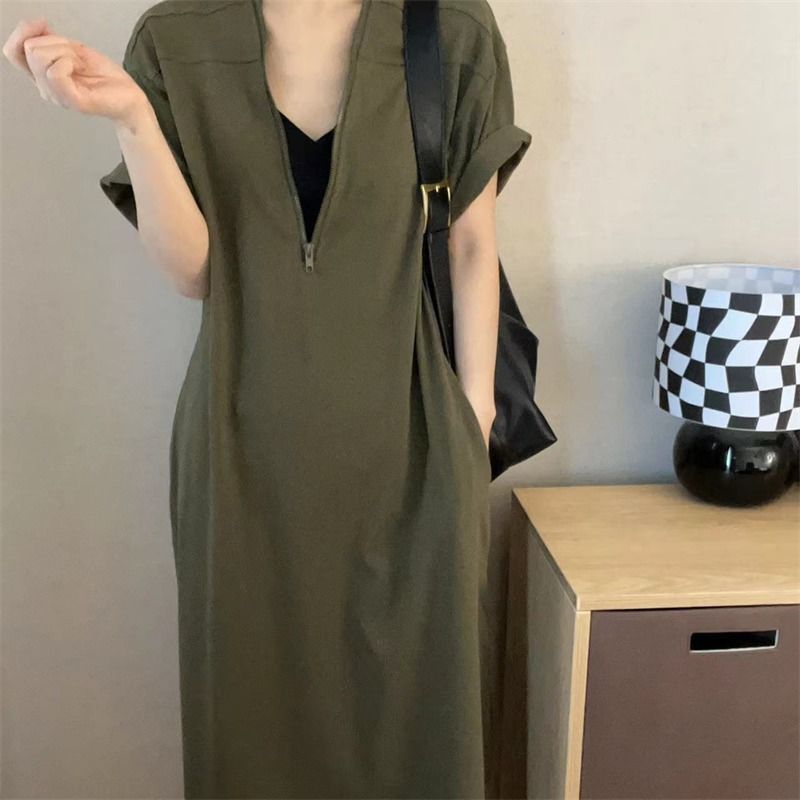 Vestido de estilo retro hepburn premium com fechamento de zíper