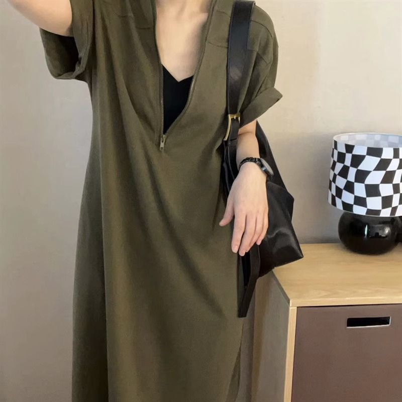 Vestido de estilo retro hepburn premium com fechamento de zíper